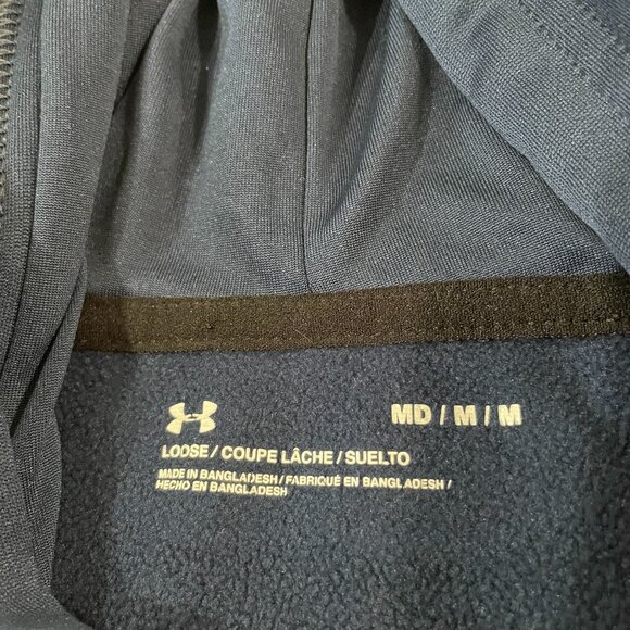 Under Armour Full Zip Hoodie Track Jacket Men's Size Medium Blue Loose Fit - Picture 2 of 5